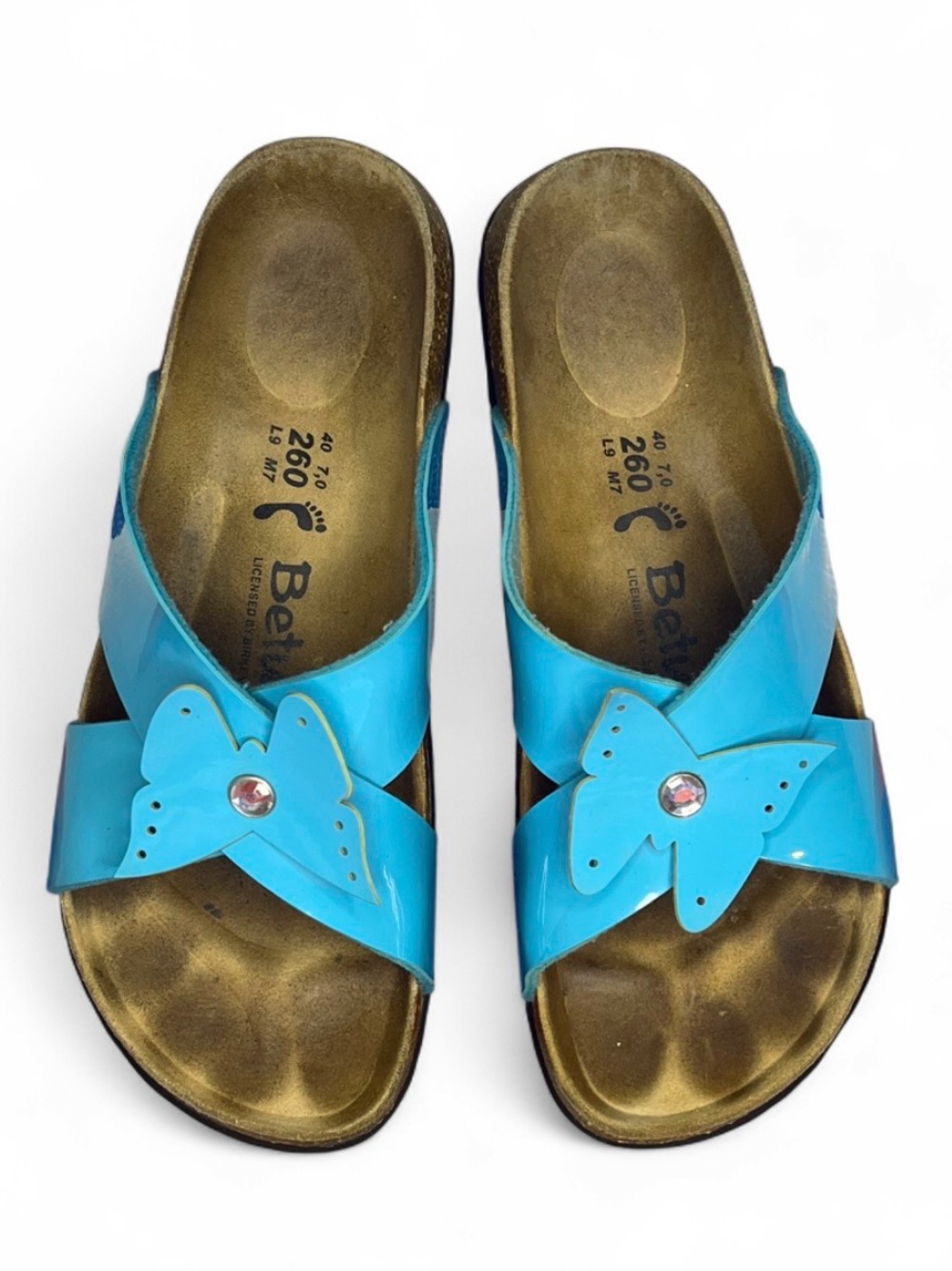 Birkenstock Betula Butterfly Slide Sandals - Vibrant Blue Teal - Women’s Size 9